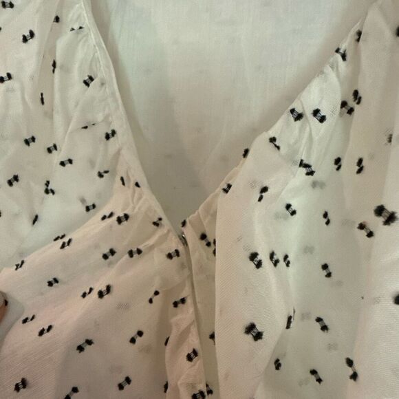 Rebecca Taylor white clip dot ruffle midi dress size 6 - Picture 8 of 13